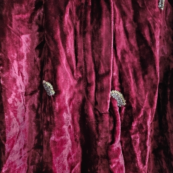 New Rococo Sand Velvet Embroidered Burgundy Pants NWT Size Small - Picture 8 of 12
